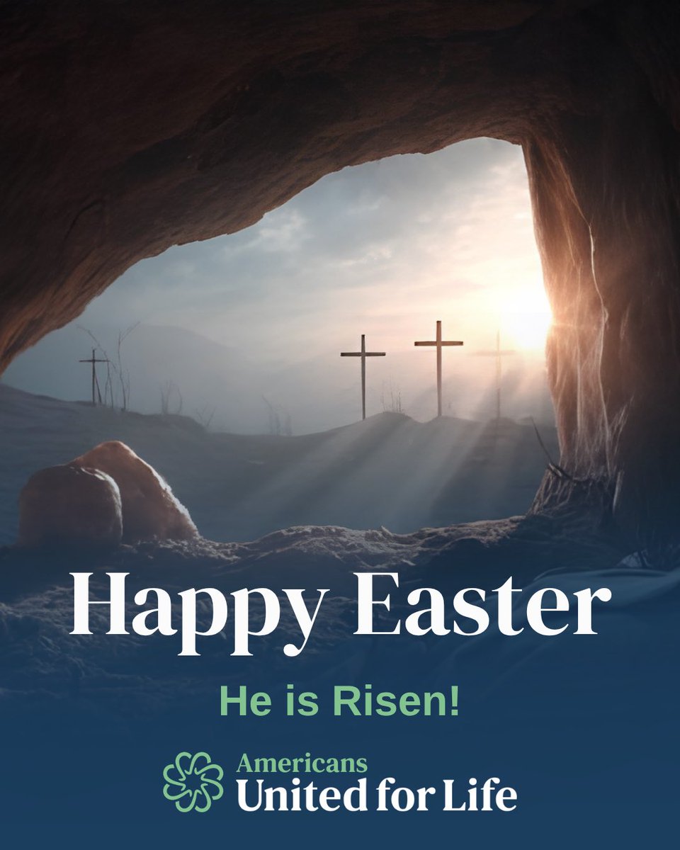 AUL's tweet photo. He is risen! Happy Easter!
#Easter #HeIsRisen #AmericansUnitedforLife #LifeWins https://t.co/6TaDsYCXB1