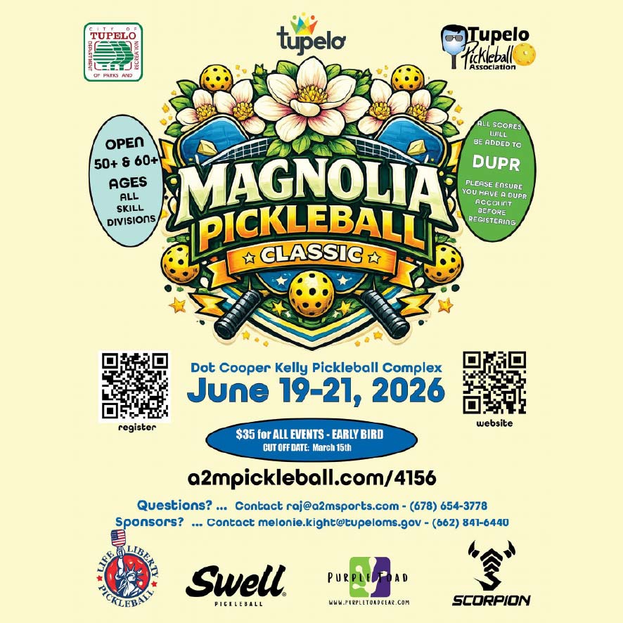 PickleballState's tweet photo. ￼• “Magnolia Pickleball Classic 2026”

Pickleball Tournament in Tupelo, MS
June 19-21, 2026

https://t.co/o3Na3TdfDm https://t.co/y9OdSwBTaj
