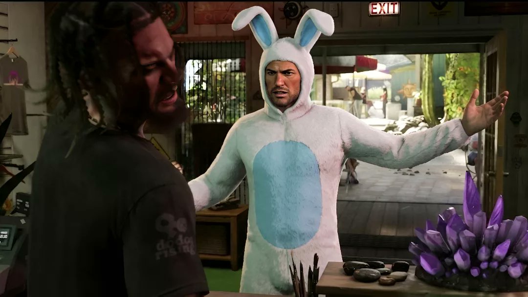 PainkillerH20's tweet image. Happy Easter GTA people. Imagine playing the entire storyline in this outfit. Don't know if to laugh or take it seriously 🤣🤣 by: imaginegta6 🗾🌴🌊🦩🌇🌃✈️🐎 #GTA #GTA6 #GTAVI