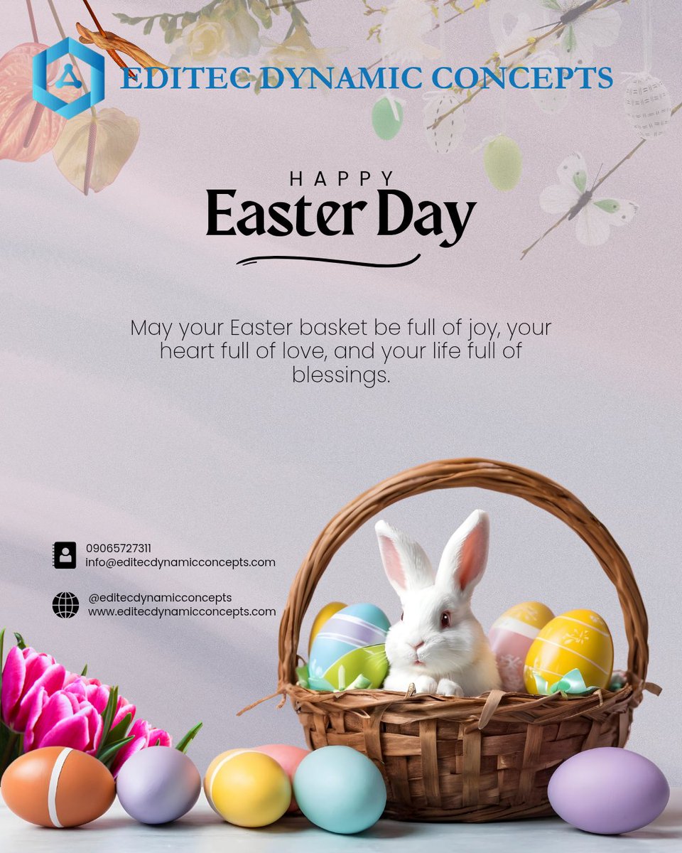 Editecconcepts's tweet photo. Happy Easter from all of us at Editec Dynamic Concepts.
We appreciate your continued support and look forward to helping your business grow. https://t.co/TeXSerAAyx