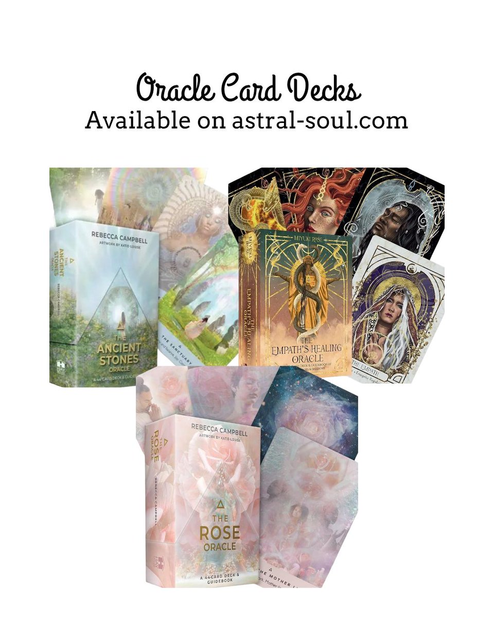 lmxburt's tweet image. Your journey to inner wisdom starts with the cards that resonate with your soul. Dive deeper into your spiritual path with these enchanting oracle decks, now available at astral-soul.com. 
Which one calls to you the most? 
#OracleGuidance #SpiritualJourney #ReflectAndGrow