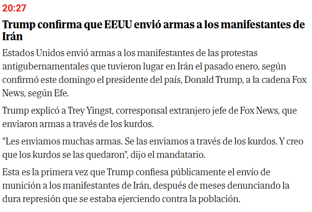 SergioReguilon's tweet photo. Confirman lo evidente, pero no solo ha sido en Irán, también en Siria, Irak y las "primaveras árabes" han enviado armas a todos los opositores, la mayoría terroristas. https://t.co/4DXWxHM348