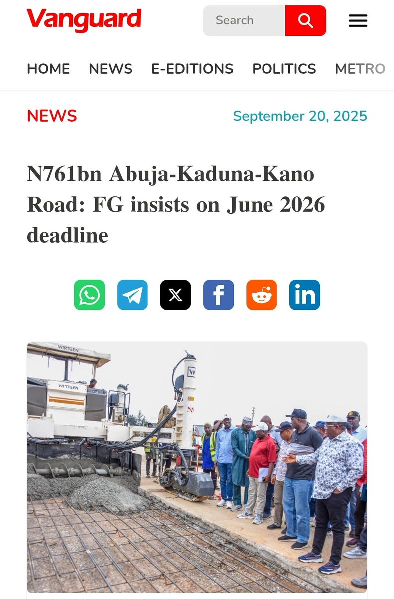 With just two months to the June 2026 deadline set by Tinubu’s government for the Abuja–Kaduna–Kano highway, it’s already clear to road users that this target won’t be met. From what we can see on ground, even 2027 looks unlikely! F1 🤝
