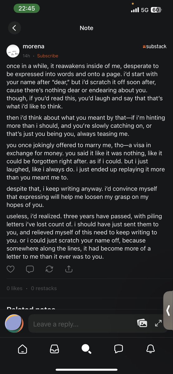 Made me think of heesun. Ctto: @/unwrittenbymorena on substack