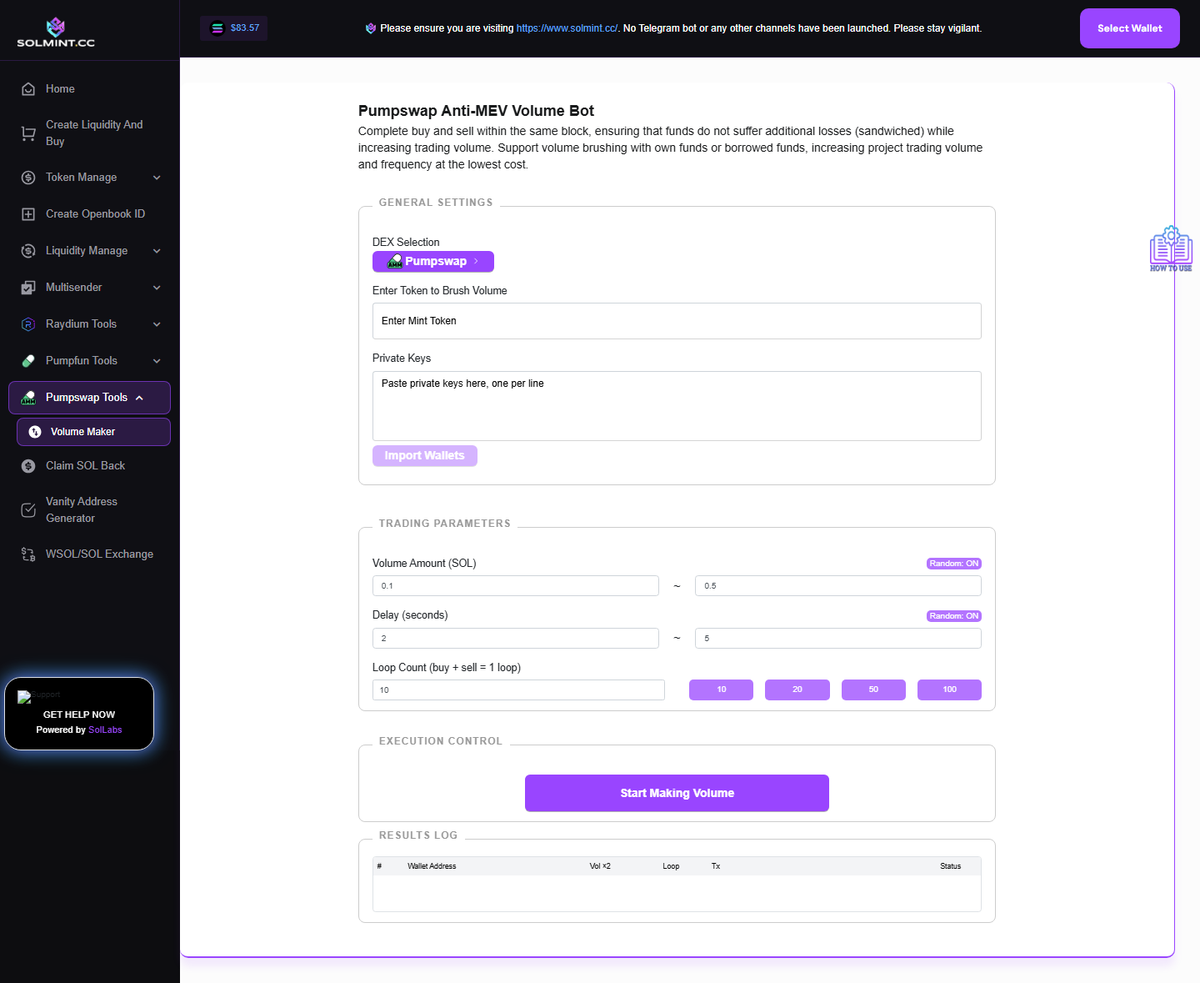 solmint_cc's tweet photo. Pumpswap Volume Maker

Crush PumpSwap with our volume bot — set amounts in TOKEN, not SOL. Fully automated buy-sell cycles, zero coding needed.

How To Use: https://t.co/T4APwnuHXq https://t.co/l9qZFI6ed4