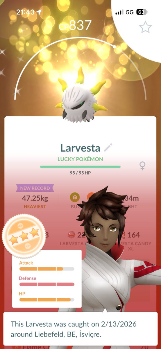 kingdeoxys_tl50's tweet image. I just traded remotely with @MissMorlord and got Shiny Larvesta. Thank you so much! ✨✨✨ 😊🤗🫶🙏
#ShinyPokemon #PokemonGO #ポケモンGO