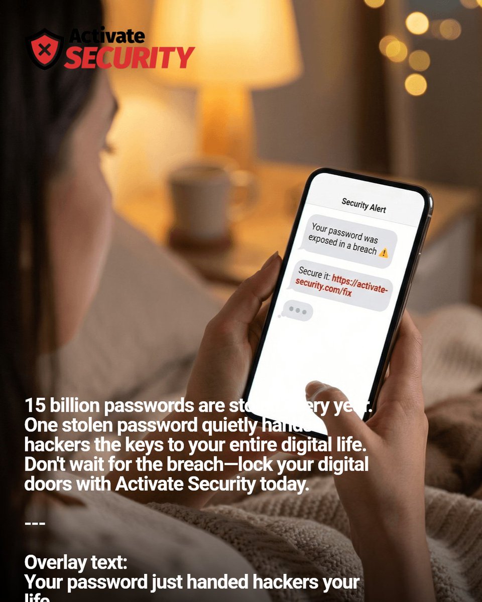 ActivateSec's tweet photo. 15 billion passwords are stolen every year. One stolen password quietly hands hackers the keys to your entire digital life. Don't wait for the breach—lock your digital doors with Activate Security today. #StaySafeOnline #CyberSecuritySuite #ZeroKnowledge #IdentityTheftProtection https://t.co/oHzrA97Np4
