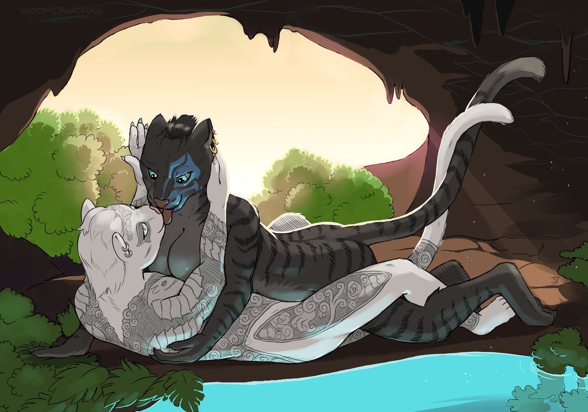 Wooperworks's tweet photo. Commission for {fa:bluetippedwolf}!

A romantic piece between two of Riddle's ESO characters <3  See their initial meeting here, which was much less intimate (but just as passionate): https://t.co/zypm2iI7ls

Title: Flames of Passion
#khajit #elderscrolls https://t.co/YTY03EaAeg