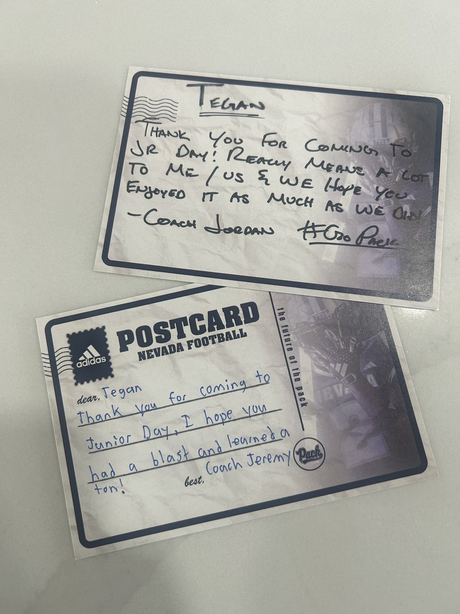 teganogas's tweet photo. Thanks for the handwritten letters @Coach_JLoeffler and @Coach_JeremyO! Go Wolf Pack! https://t.co/7VkEW2EO9S