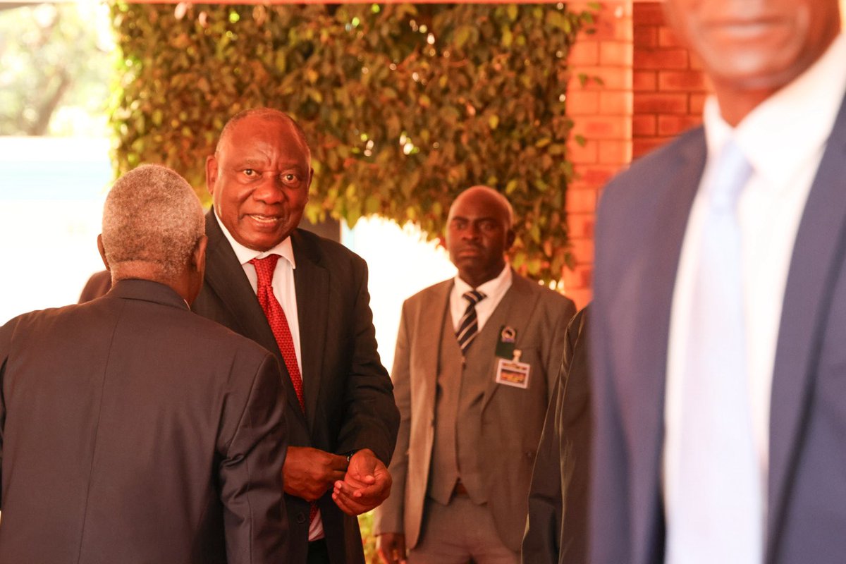 ANCLimpopo's tweet photo. #ANCinChurch | ANC Limpopo PEC Officials and members, led by Provincial Chairperson Dr. Phophi Ramathuba, and NEC members, joined ANC President Comrade Cyril Ramaphosa at the St. Engenas Zion Christian Church in Moria for the annual Easter conference today, Sunday 05 April 2026
PICTURES: President Ramaphosa and NEC and PEC members arriving and meeting with church leadership and His Grace Bishop Dr. Engenas Joseph Lekganyane ahead of today’s service.