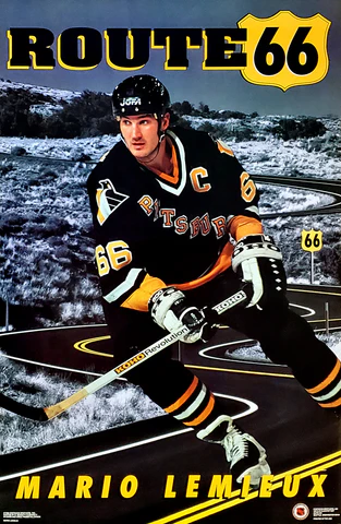 hockey_vintage's tweet image. #WaybackWednesday Mario Lemieux "Route 66" Costacos Brothers Poster (1992) @penguins