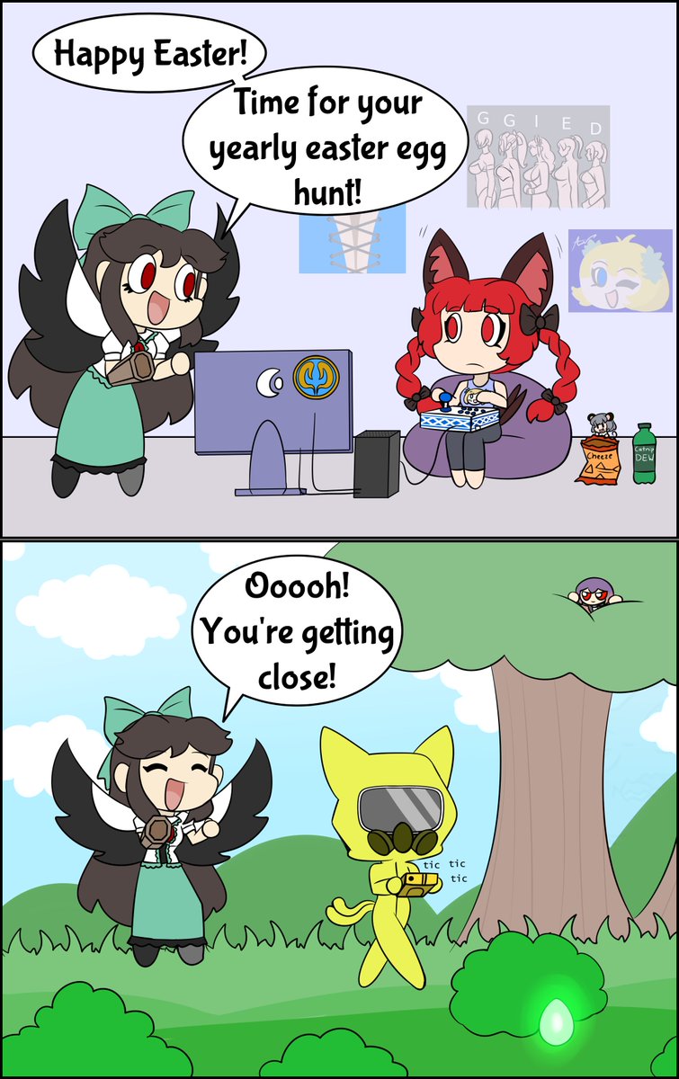 plst41's tweet image. Okuu's Easter Egg Hunt

#touhou #comic
