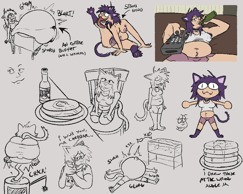 The full Traycee sketch(?)page, I may do another soonish because I love drawing catgirls, especially mine