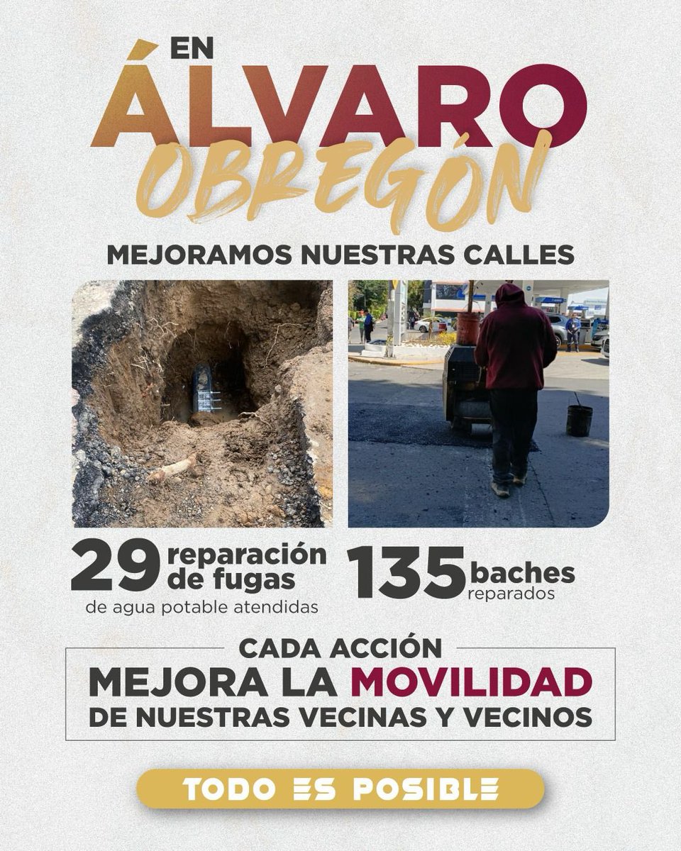 LopezCasarinJ's tweet image. Tus reportes sí hacen la diferencia.

Esta semana atendimos fugas y baches en varias colonias de Álvaro Obregón. Respondemos a los reportes y resolvemos. Así trabajamos todos los días. 💧🛠️

#CasarínAlcalde
#TodoEsPosible