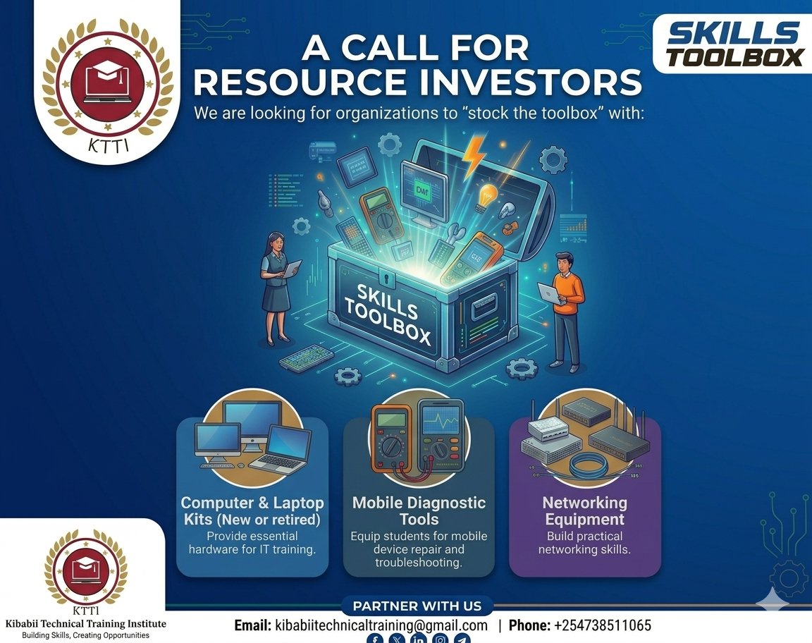 DavidButita's tweet photo. 🤝 CALLING RESOURCE INVESTORS:  Donate your old  tools and "end-of-life" office hardware.

Help us stock the toolboxes for our 2026 training cohort! 🛠️💻

DM to to partner
📧 kibabiitechnicaltraining@gmail.com
@SafaricomPLC @KCBFoundation @Ke_GIZ https://t.co/HN5qa33mSo
