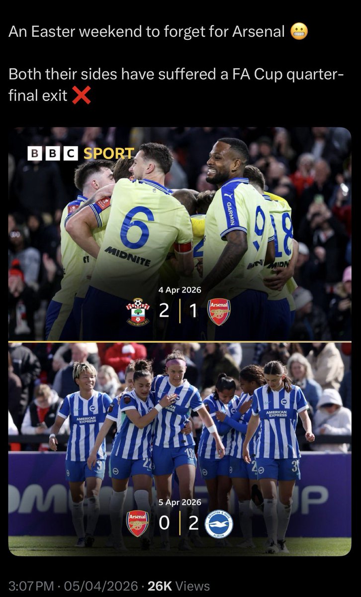 ogwale_07's tweet photo. Very tough for arsenal fans right now 😭
I believe they will be a turnaround this time the remaining two will be theirs right ? https://t.co/lhrHJquBT7
