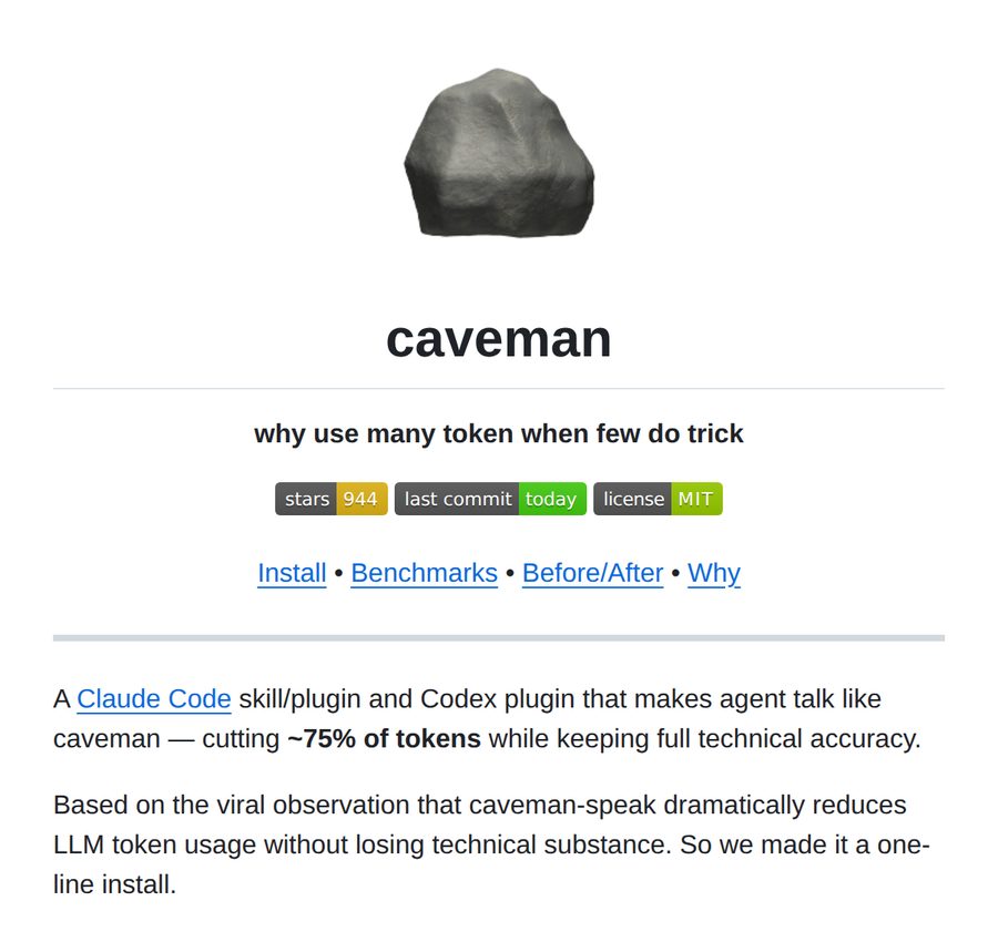 RepoGems's tweet photo. 🪨 why use many token when few token do trick — Claude Code skill that cuts 75% of tokens by talking like caveman
https://t.co/yHMRA16SbB https://t.co/uLUDfMBHmc