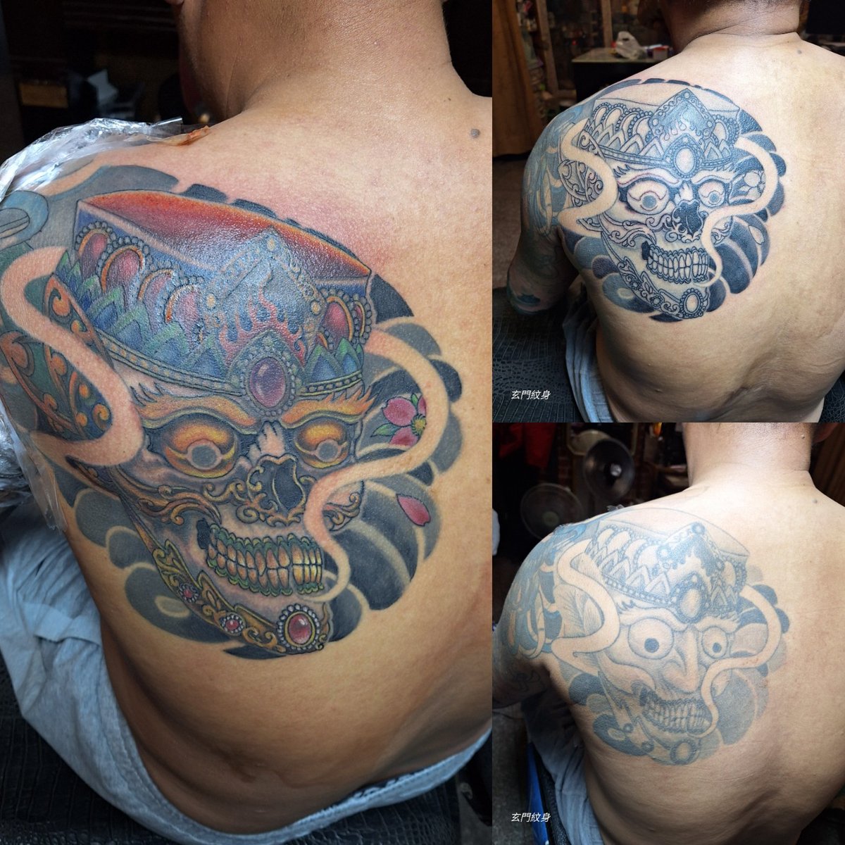 minchien89's tweet photo. （原圖非本店作品）改彩色嘎巴拉復原���色  #玄門紋身 #tattoo  #嘎巴拉刺青  #員林刺青      #彩色刺青 https://t.co/TJCx34ZuaY