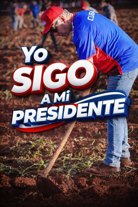 En la imagen lo vemos participando en trabajo voluntario en el campo, una práctica histórica dentro del proceso revolucionario cubano, vinculada al esfuerzo colectivo y la producción de alimentos.
#YoSigoAMíPresidente