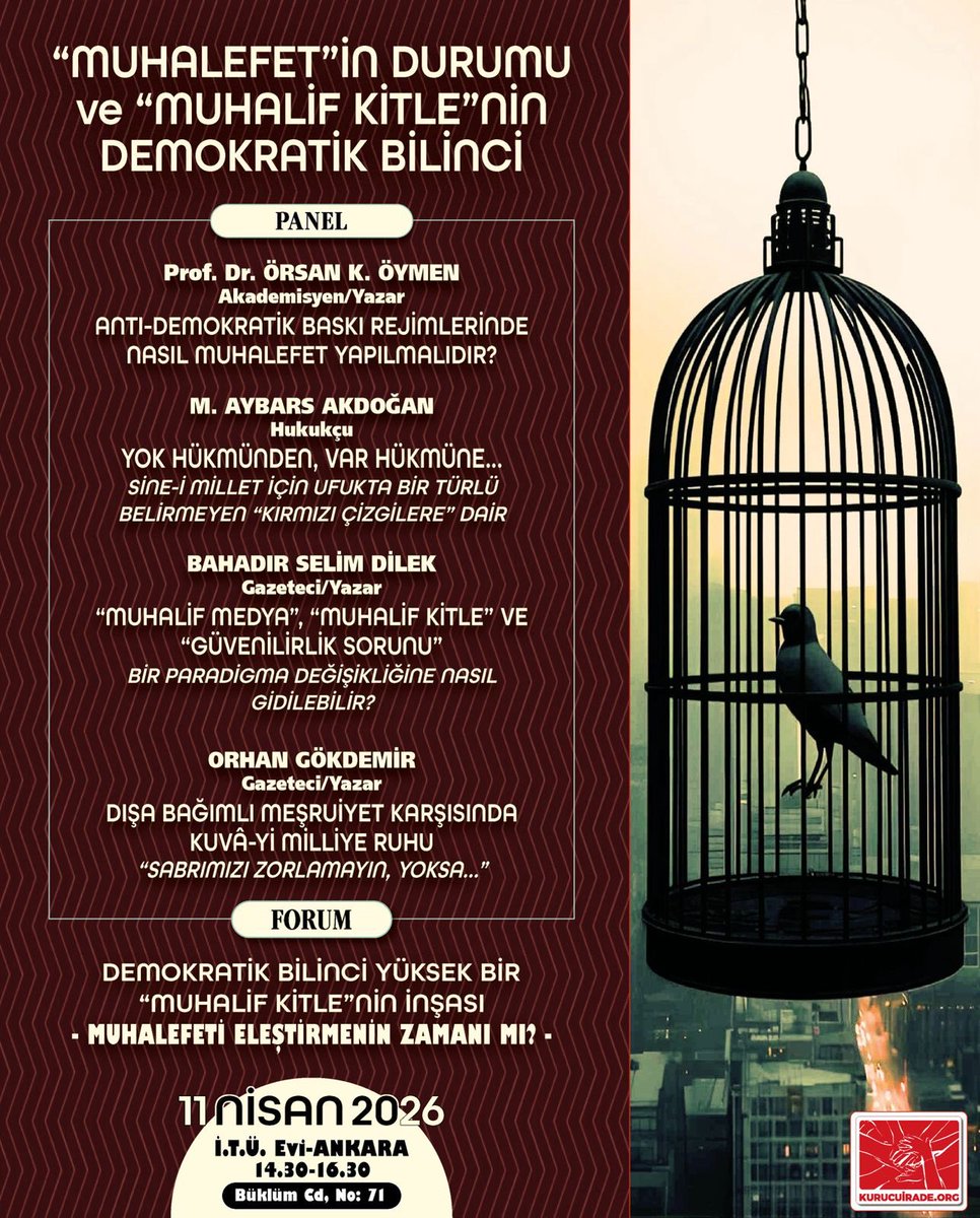 11 Nisan Cumartesi saat 14:30’da Ankara’da iktidarın değişmesi için muhalefetin nasıl yapılması gerektiğini konuşacağız. (Herkese açık ve ücretsiz. İTÜ Evi)