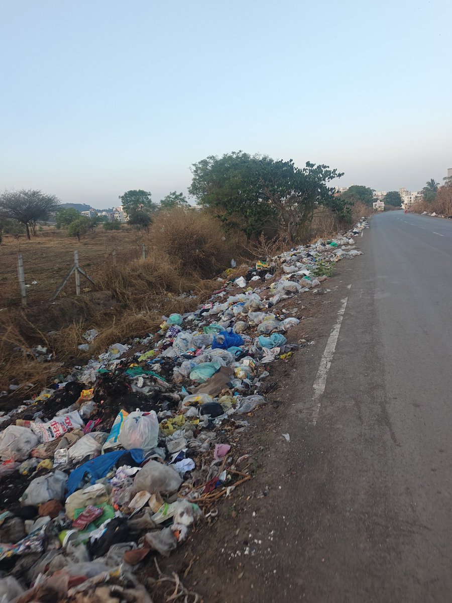 Punekar_Dhanraj's tweet image. "बकोरी फाटा, वाघोली येथे कचऱ्याचे साम्राज्य! 15 वर्षांपासून हा रस्ता पाहतोय, पण २०१६-१७ पासून परिस्थिती भीषण झाली आहे. प्लॉटिंग धारकांनी दिलेली आश्वासनं हवेत विरली आणि प्रशासन झोपले आहे. तातडीने कारवाई व्हावी! @PMCPune @PMCPuneComm @CMOMaharashtra #Wagholi #CleanPune #Bakori