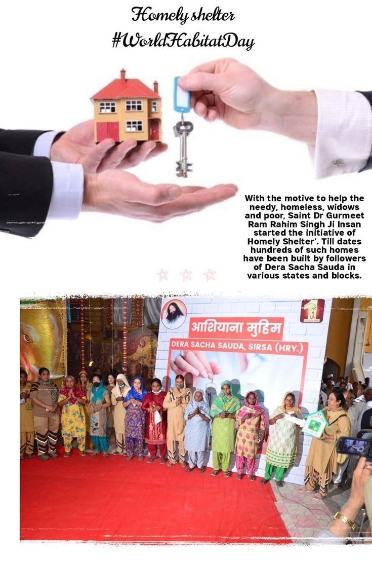 Nitindh777's tweet image. 🔆🔆..................💐💐
#DeraSachaSauda HAS TAKEN UP THE NOBLE MISSION OF ADDRESSING THE ISSUE OF HOMELESSNESS AND PROVIDING A SAFE HAVEN FOR THE UNPRIVILEGED &amp;amp; NEEDY MEMBERS OF SOCIETY WITH THE INITIATIVE 'HOMELY SHELTER'.
#HomeForHomeless
Saint Gurmeet Ram Rahim Ji' 💞