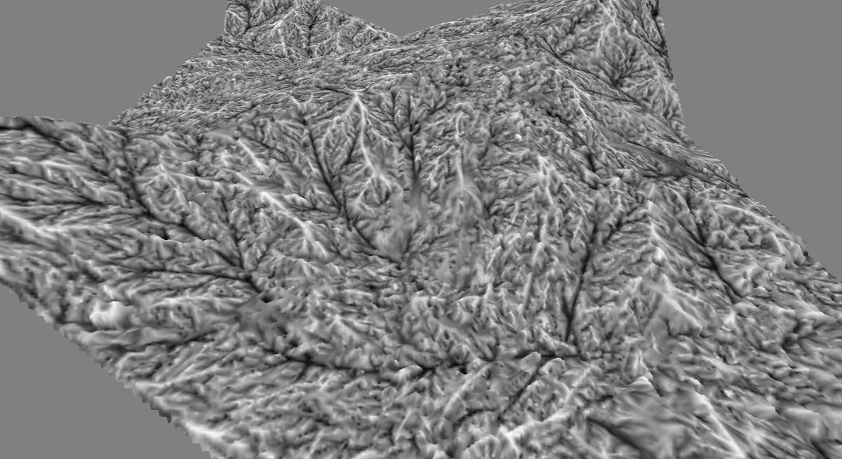htw6174's tweet photo. This came at a good time, was in the middle of reworking an old project to use compute shaders for better terrain detail. This is a grid of 128^2 hex tiles as a base heightmap to make a 1k^2 erosion texture for the mesh heightmap, one pixel per vertex. https://t.co/kNcriE2q3Q
