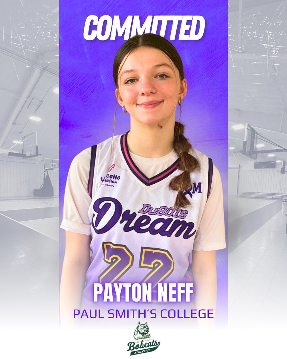 duboisdreambc's tweet photo. Congratulations to @PaytonNeff who recently committed to Paul Smith’s College to continue her academic and athletic career! Good luck Payton and go Bobcats 👏🏀💜 https://t.co/mKIagmqjTl