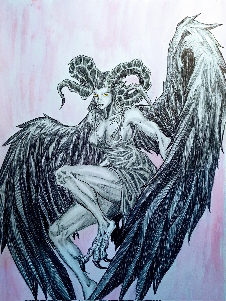 Mig_Molas's tweet photo. Angeles y demonios 
Tinta, acuarela y un poco de oscuridad. 🖋️🔥
​#DarkFantasy #Arte #MonsterArt #CharacterDesign #InkArt https://t.co/yWuBozp52S