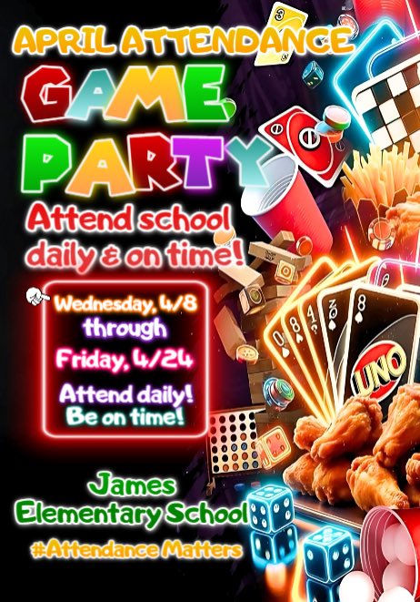 🔥APRIL ATTENDANCE CHALLENGE IS HERE🔥
🌟WE NEED ALL SCHOLARS TO JOIN IN🌟

🗓️ATTEND SCHOOL DAILY🗓️
⏰ATTEND SCHOOL ON TIME⏰
‼️EARN THE GAME PARTY‼️

💛Parents help your scholar be at our party by attending school DAILY &amp; ON TIME🖤 ⁦<a href="/HillsboroughSch/">Hillsborough Schools</a>⁩ ⁦<a href="/PrincipalLivi/">Angela Livingston</a>