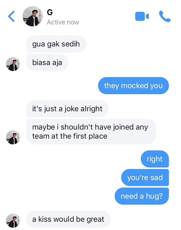 #jossgawin AU
as DEAR FRIENDS who like flirting with each other 

; 3fight3 final match edition