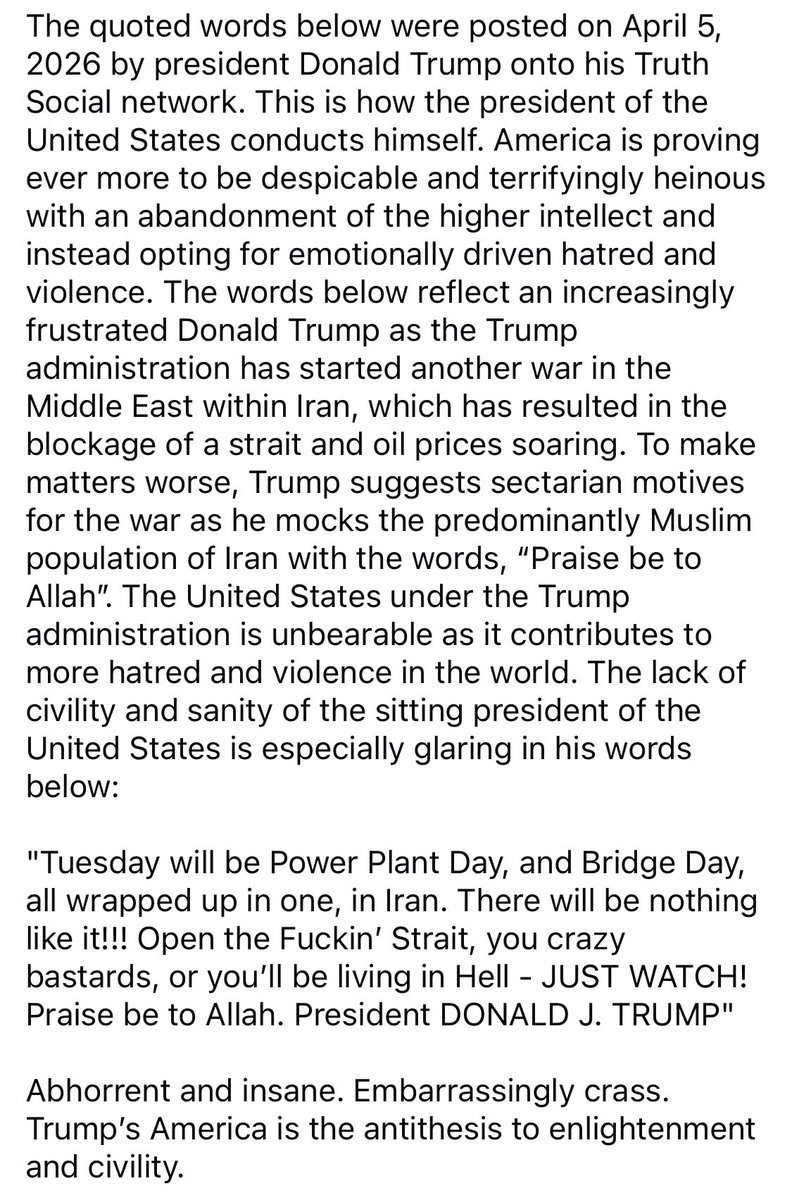 BJ_Willingham's tweet photo. Abhorrent and insane. Embarrassingly crass. Trump’s America is the antithesis to enlightenment and civility. https://t.co/2LEhlitHYy