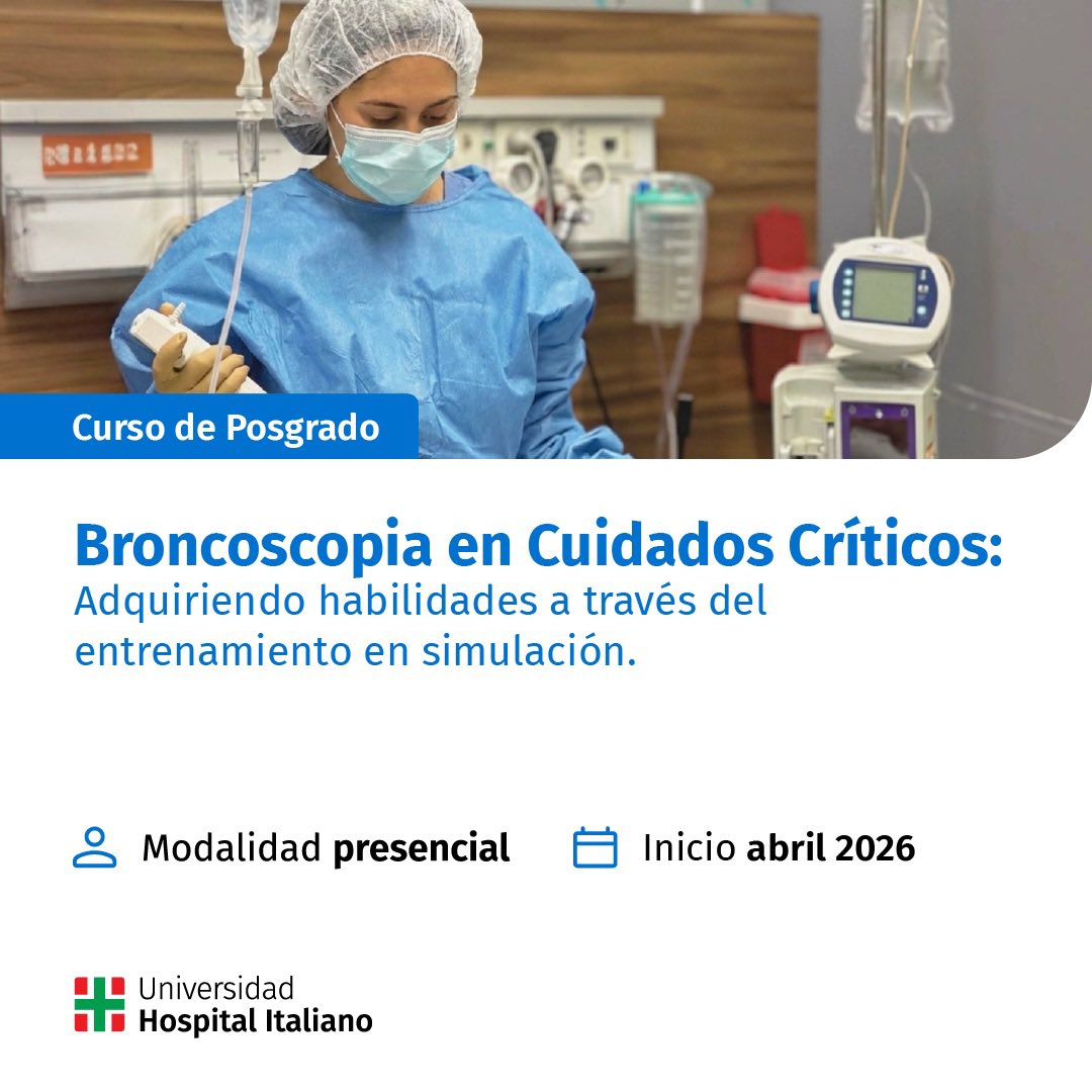 HIventila's tweet photo. Últimos cupos 🔥 

🎓 Curso de postgrado:
🫁 Broncoscopía en Cuidados Críticos

📍 Buenos Aires 🇦🇷
🗓️ 16 y 17 abril 2026

Inscripción:
https://t.co/WXIc46o3PO

Un curso pensado desde la medicina crítica y para la práctica cotidiana del intensivista. https://t.co/lEpWH9eekt