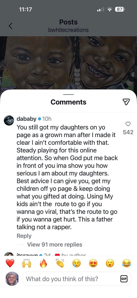 Keybaker_'s tweet image. What are yall thoughts on this? I’m 💀 dude pinned DaBaby’s comment
