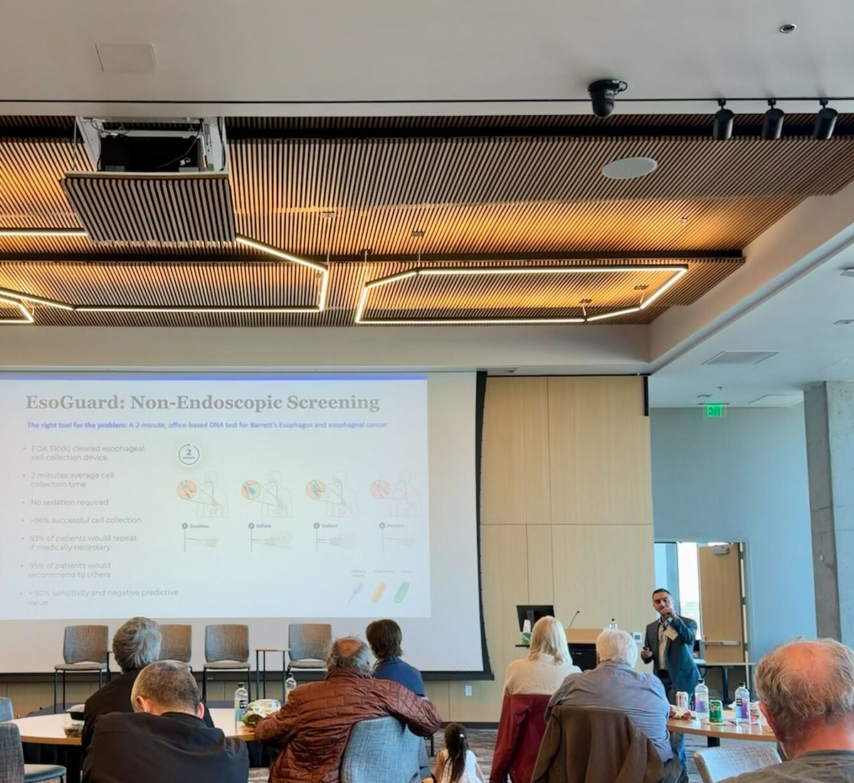LucidDiag's tweet photo. Great start to #EsophagealCancerAwarenessMonth at the @CUCancerCenter  at the Paul R. O’Hara II Esophagogastric Symposium with Dr. Sachin Wani, Dr. Kelli Delay., and Dr. Seper Dezfoli. 

Important conversations about the imperative to identify patients at increased risk—and how detecting esophageal precancer earlier can change the course of this disease, preventing cancer before it develops.

#EarlyDetectionSavesLives @EsoGuard_Test