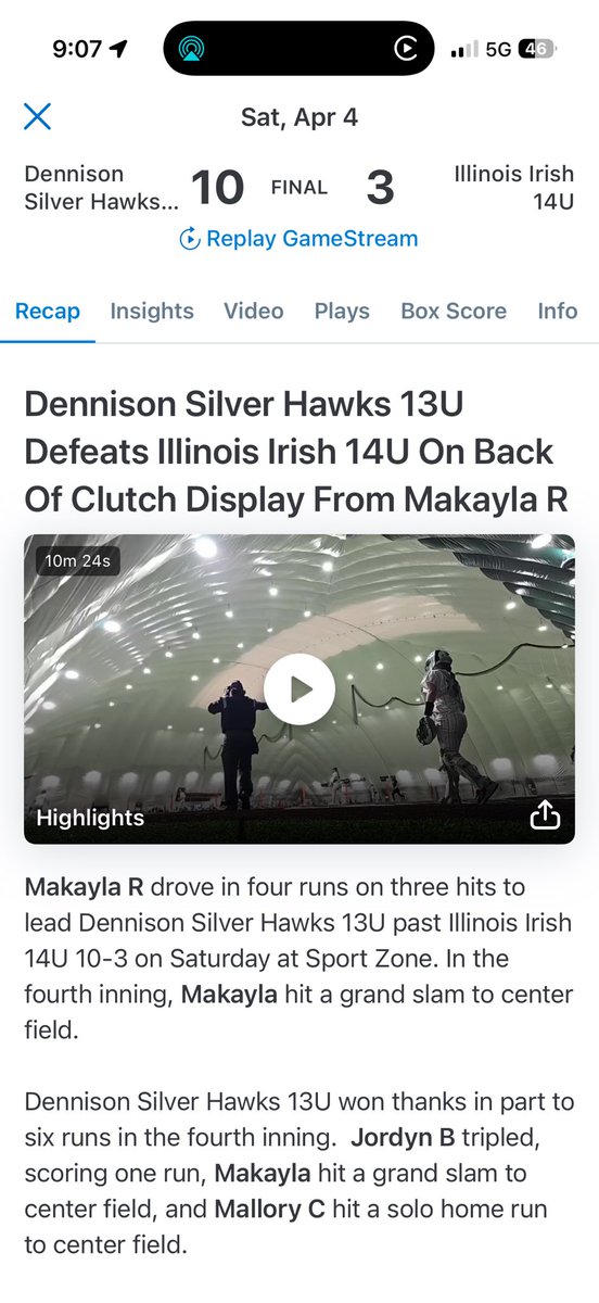 MakaylaRaap2030's tweet photo. Kicking off the season with an indoor round robin! I had 6H, .583AVG, and 9RBI on the day. I also 2HR and one being my first Grand Slam💪. So nice to be playing again with these girls! Can’t wait for a great season! https://t.co/aJRJTn18zI