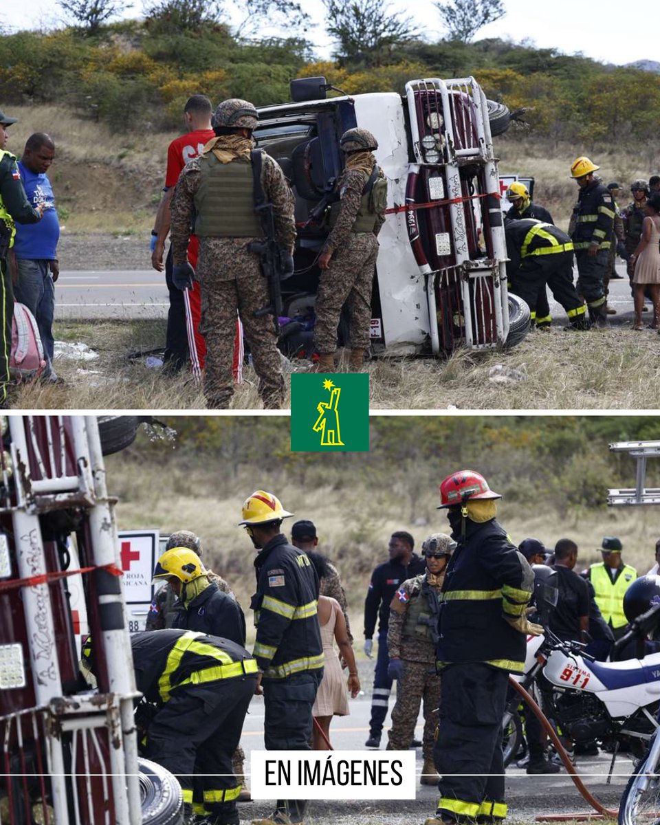 DiarioLibre's tweet photo. 🚨 |#SucesosDL| Un muerto y 6 heridos tras volcarse un autobús en la circunvalación de Baní (tramo Sabana Indio). 
La @DIGESETT_RD atribuye el accidente al exceso de velocidad y al mal estado de los neumáticos. 
🔗 https://t.co/jvjbSPX6qi

#DiarioLibre #Baní #Accidente #TránsitoRD #SeguridadVial