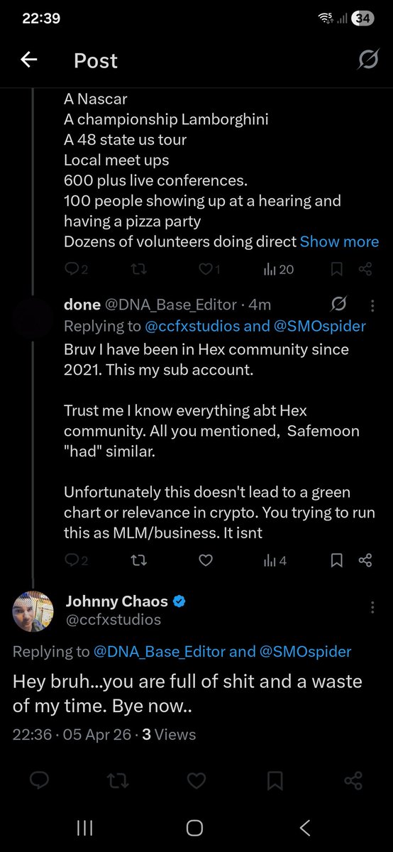 DNA_Base_Editor's tweet photo. What happens when Hexican/Pulseicans get told they are irrelevant. And them eating Pizza, Posting leaflets, putting stickers on Nascar ain't gona do shit.

They think crypto is MLM. No wonder they act like MLM recruiters. Chart shows it cause they can't take feedback. https://t.co/uQ4VeVphYL