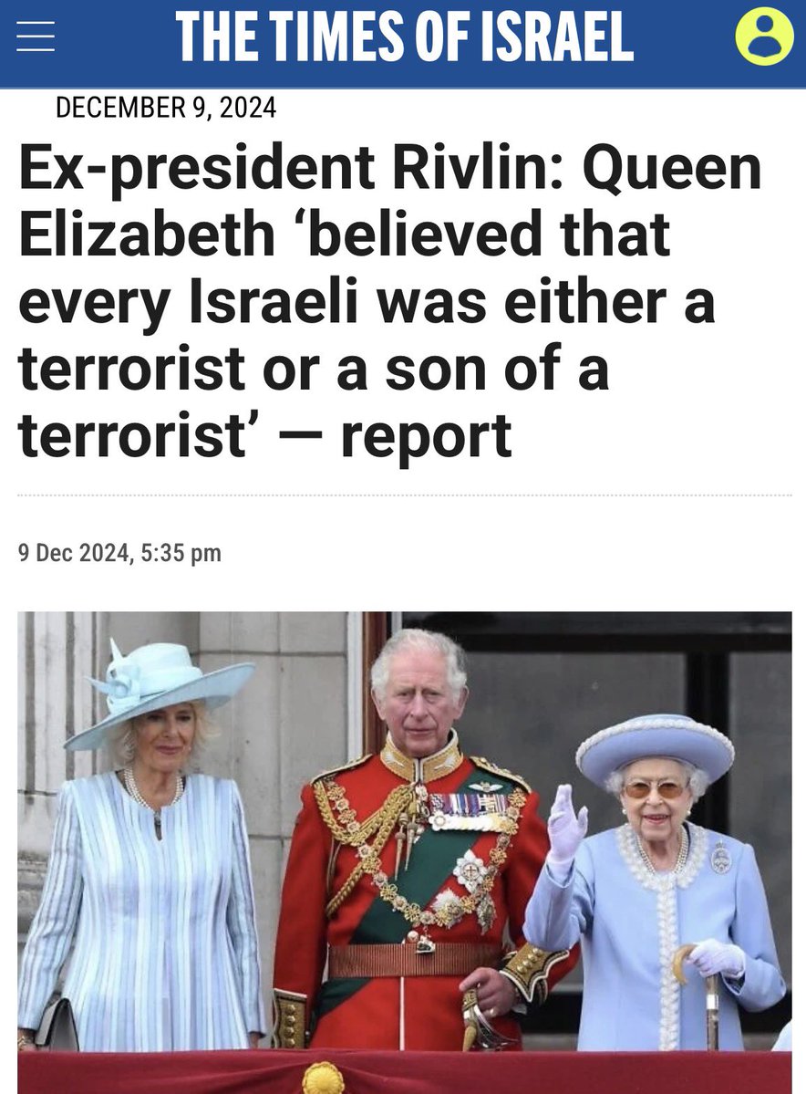 The late Queen was old enough to remember how the state of Israel was created and how much British blood was spilt by Jewish terrorists for Zionism.