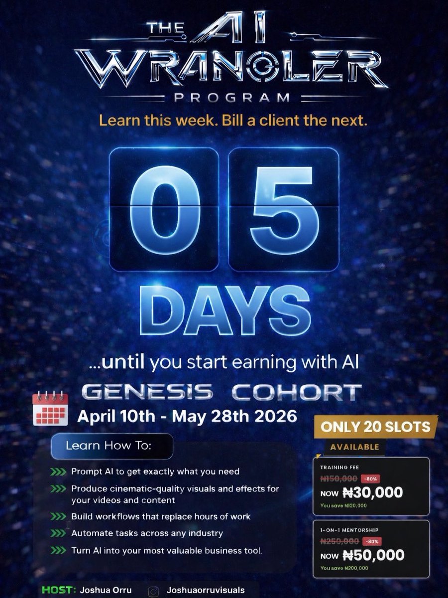 iamjoshdpilot's tweet photo. 05 days.

This isn’t hype anymore.
It’s happening.

Get in… or watch from the sidelines.

#AIWrangler #EarnWithAI #FutureOfWork #20TEN https://t.co/0QawgUWRQP