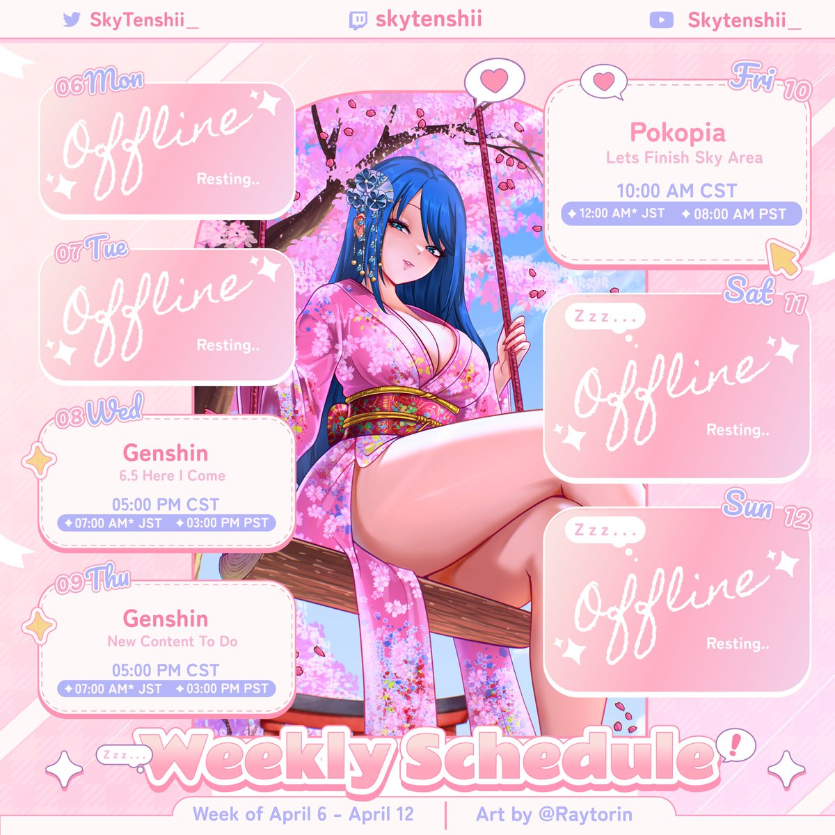 SkyTenshii_'s tweet image. A new week under the sky ☁️✨

i’ll be a little busy… but i saved you a few cozy moments to spend time with me 🩷

You’re coming, right? it’s not the same without my adorable starbeans 😊
#VTuber #PNGtuber #StreamingSchedule #ENVtuber