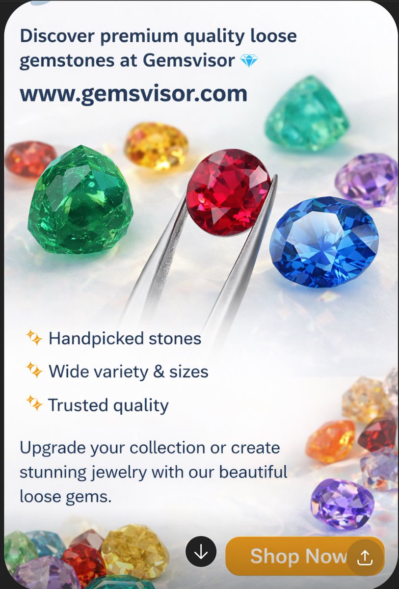 RubygemsM's tweet image. Discover premium loose gemstones at Gemsvisor 💎
100% natural | Handpicked | Trusted quality ✨ Perfect for jewelry &amp;amp; collectors
Shop now 👉 gemsvisor.com
#Gemstones #Jewelry #NaturalGems