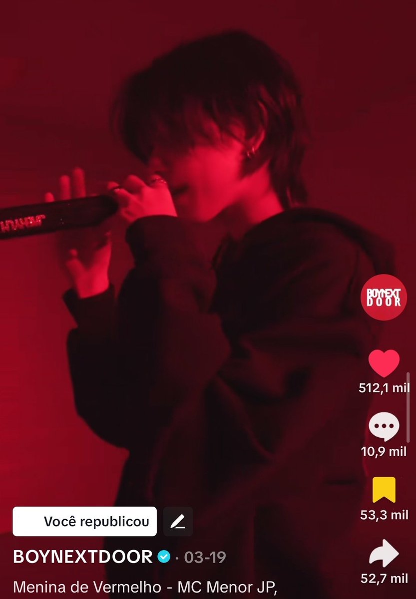 050426 | 📊 — O cover do Jaehyun de ‘Menina de Vermelho’ ultrapassou 2,1 milhões de visualizações e 512 mil curtidas no Tiktok!

▶ vt.tiktok.com/ZSHULujk8/

Continuem assistindo e engajando o vídeo em todas as plataformas. ❤️

#JAEHYUN #MYUNGJAEHYUN #명재현 #BND