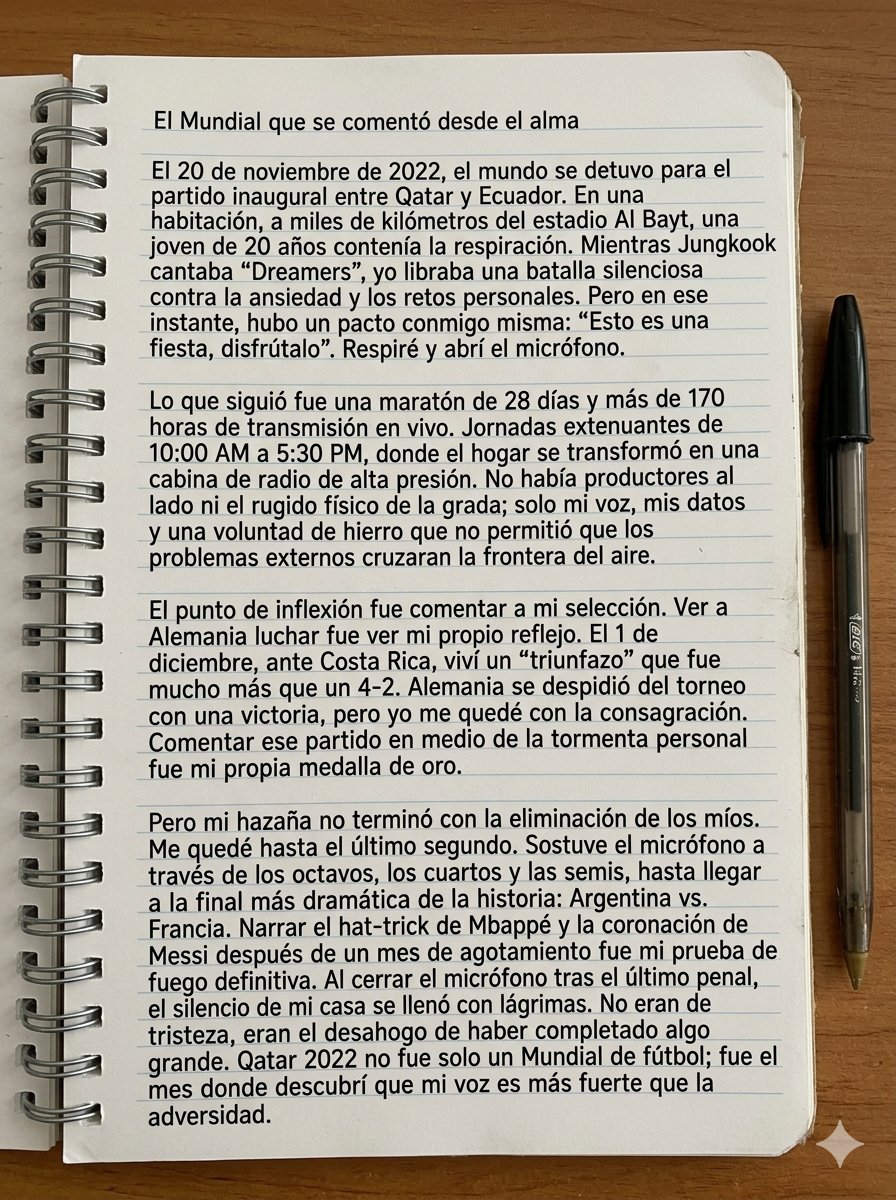 Los invito a leer, amigos! Falta muy poco para la Copa del Mundo 2026 así que quería compartir con ustedes lo que fue para mí comentar Qatar 2022! #WorldCup #CopaDelMundo