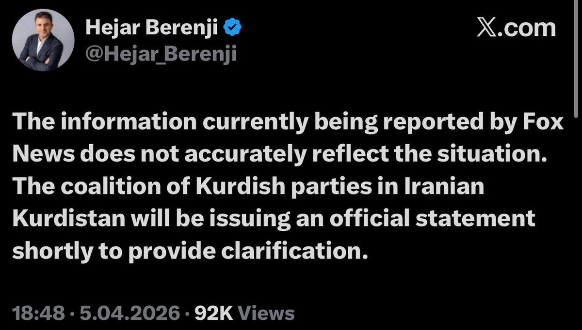 سخنگوی حزب تکذیب نکرده و رسانه‌های اصلی اقلیم کردهای عراق رسما حرف‌های ترامپ را تایید کرده‌اند! احزاب تجزیه‌طلب کرد، با خیانت آشکار، سلاح را به دست مردم بی‌دفاع ایران نرسانده‌اند!!! ترامپ کاملا درست می‌گوید.
 این‌ جنایت آشکار علیه ملت ایران است!