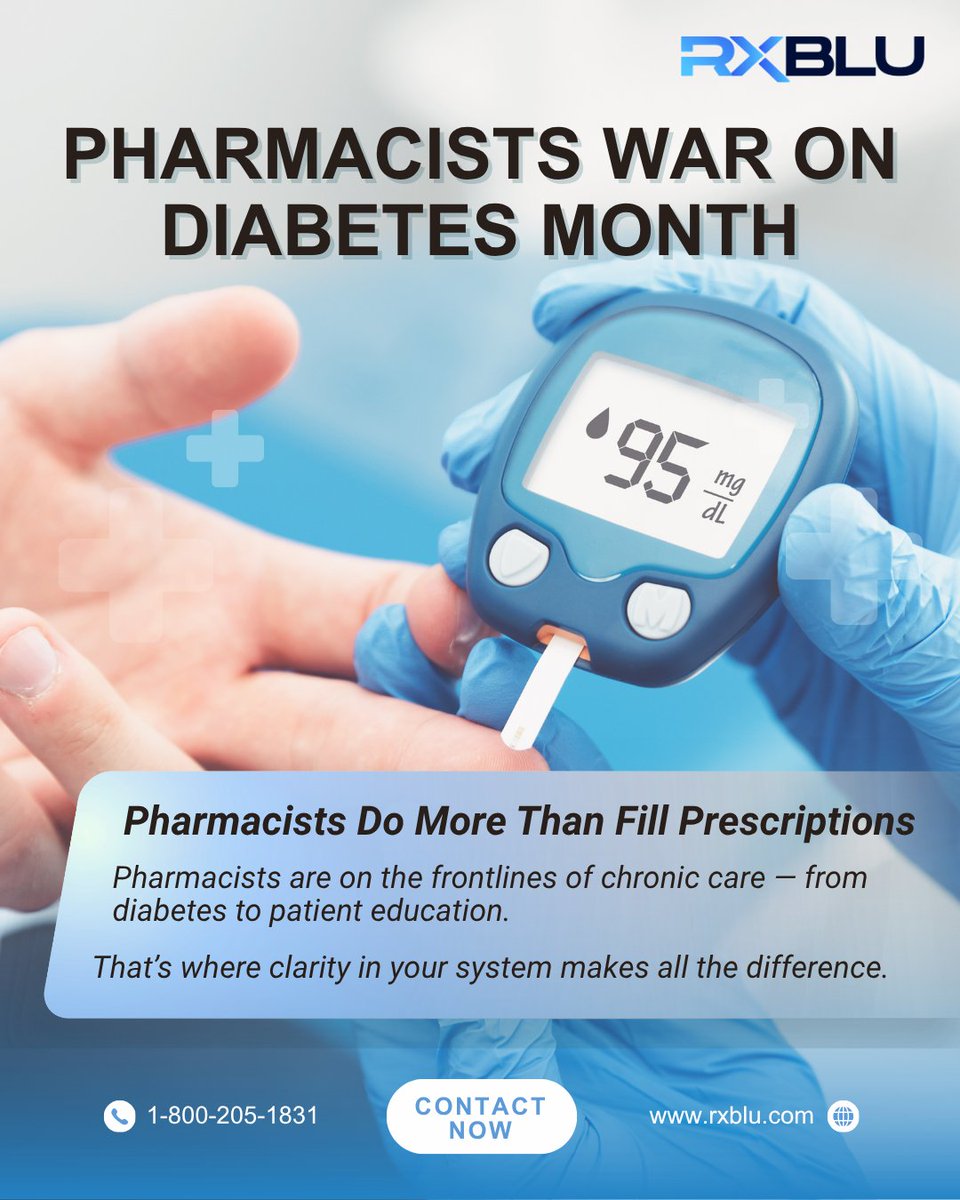 rx_blu's tweet photo. This Diabetes Awareness Month 💙
RxBLU = your partner in care.
Better meds, better understanding, better health. Learn more today!

#cloudpharmacysoftware #rxblu #diversifyrx #pharmacyworkflow #RXInsider #TogetheRx #communitypharmacy #independentpharmacy #pharmacists https://t.co/PvWSlFNbDb