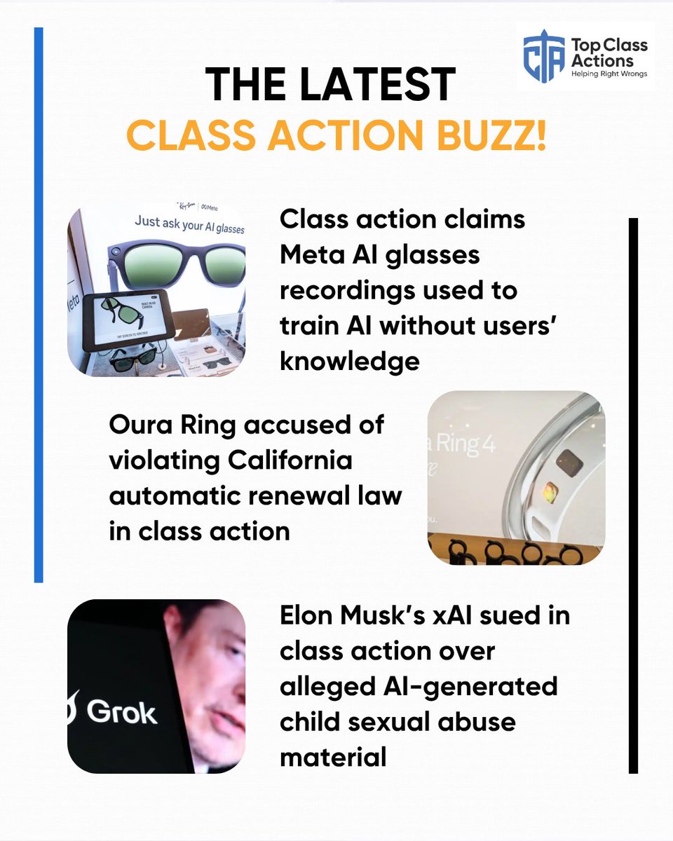 TopClassActions's tweet image. We keep you up to date on the latest class action buzz! 📢 From settlements to court updates, you’ll never miss a thing. Stay informed—follow us &amp;amp; sign up via the link in our bio for alerts straight to your phone! 📲🔗: bit.ly/3PQQ8eA 

#ClassAction