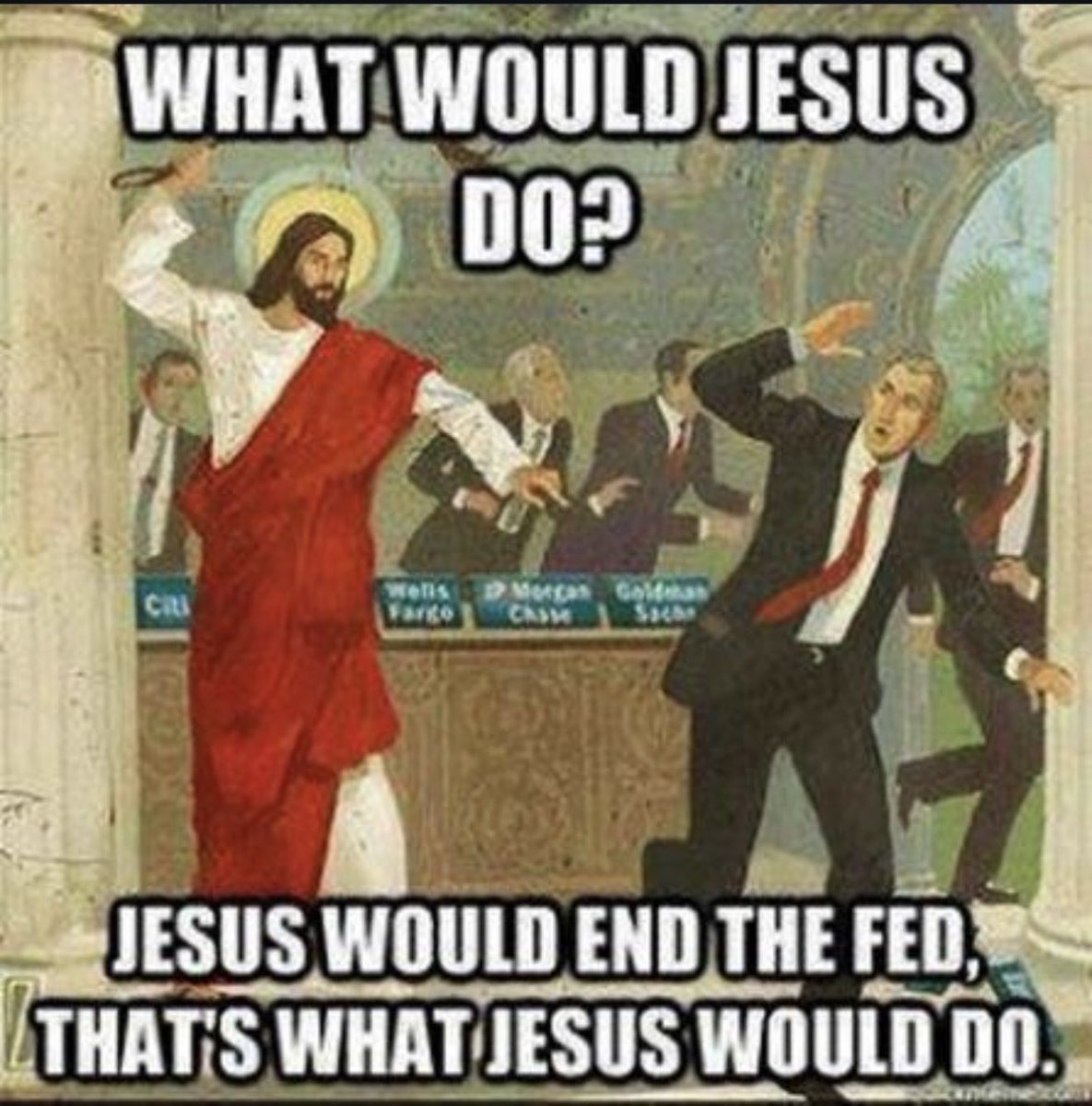 > Matthew 21:12-13  
Jesus entered the temple courts and drove out all who were buying and selling there. He overturned the tables of the money changers and the benches of those selling doves. “It is written,” he said to them, “‘My house will be called a house of prayer,’ but you