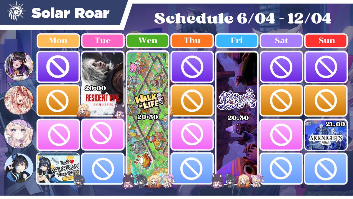 SolarRoar_SLR's tweet photo. 🗓️ตารางไลฟ์ ประจำสัปดาห์ 🗓️
ประจำวันที่  6/4 - 12/4
รวมตารางไลฟ์ประจำสัปดาห์ของสมาชิกวีในค่าย
Discord community : https://t.co/M6AjoFTzAb

🐈‍⬛ Nanako
X : https://t.co/0Pns55FEjl
YouTube : https://t.co/3PpUJv1ciD
TikTok : https://t.co/qMxwUVkeQf

🐥 Alzena
X : https://t.co/k5AwICoIXs
YouTube : https://t.co/fASeIbJE2w
TikTok : https://t.co/RTjTzl7gdY

🧸 Muendria 
X : https://t.co/jmdxd5oDgS
YouTube : https://t.co/v5RqO7y28f
TikTok : https://t.co/l5f0LvSs0H

🤖 Byte
X : https://t.co/S7pI1HXPMl
YouTube : https://t.co/cU8L9blVCc
TikTok : https://t.co/hEAsiDVA8M

#SolarRoar #SLR #Vtuber #VtuberTH #วีทูปเบอร์ไทย