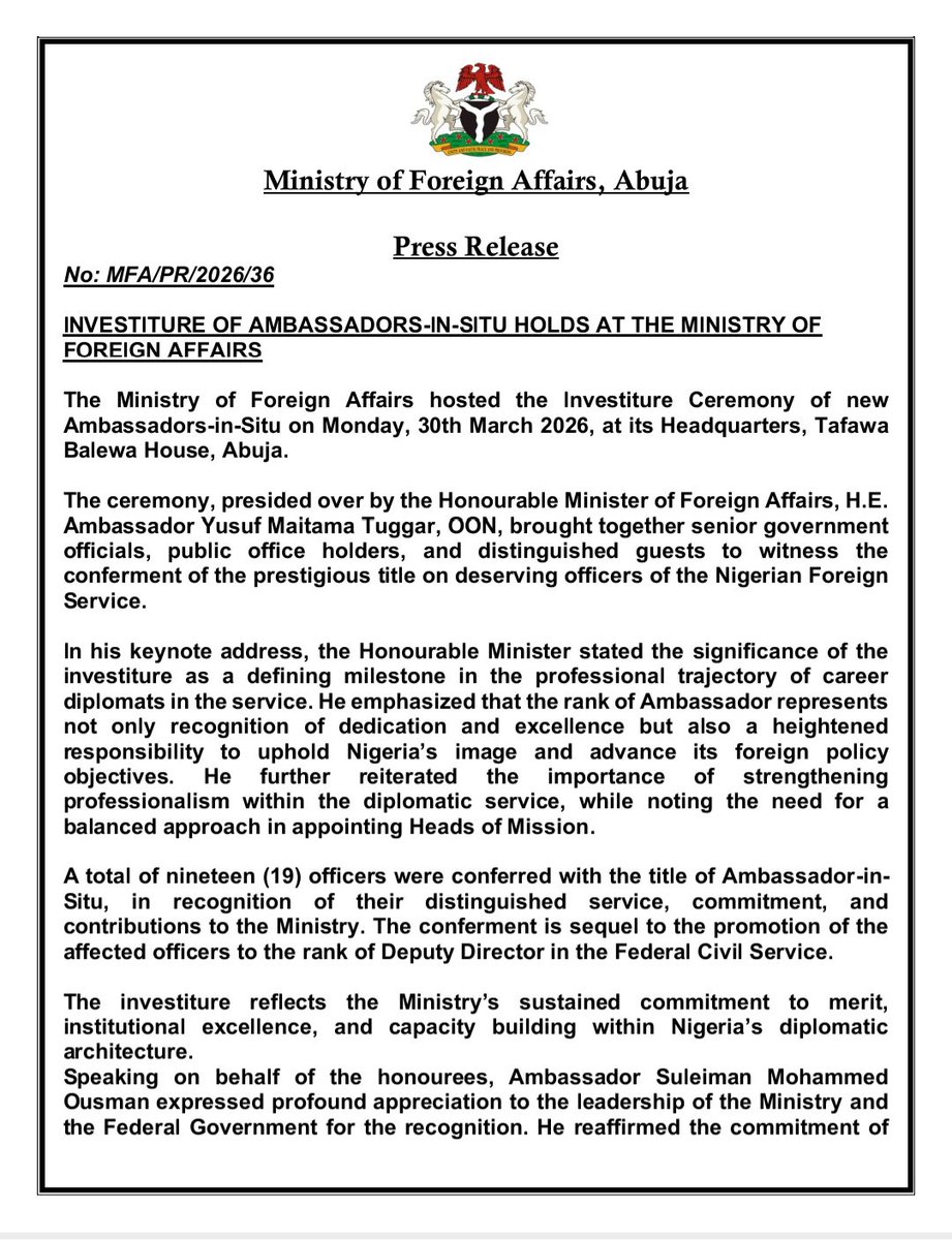 Ministry of Foreign Affairs, Nigeria 🇳🇬 tweet media